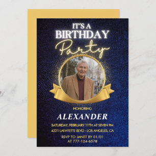Mens 80th birthday invitations  Elegant Chic