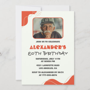 Mens 80th birthday invitations Modern Photo Red