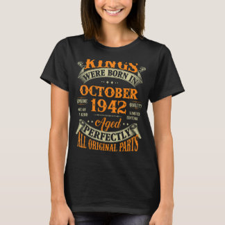 Mens 80th Birthday   Kings Born In October 1942 80 T-Shirt