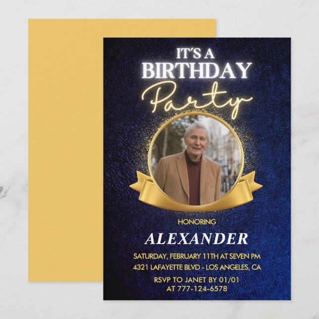 Mens 85th birthday invitations  Elegant Chic (Front/Back)