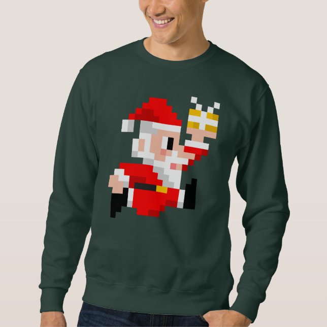 Men's 8-Bit Santa Claus Ugly Christmas Sweatshirt (Front)