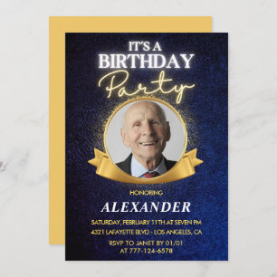 Mens 95th birthday invitations Elegant Chic