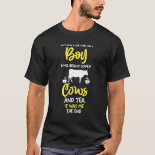 Mens A Boy Who Love Tea And Cow T-Shirt