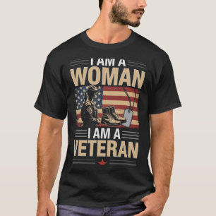 Mens A Woman Veteran Usa Aamerican Patriotic T-Shirt
