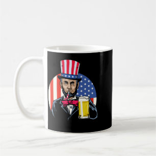 Mens Abe Lincoln Drinking Beer Funny 4th Of July Coffee Mug