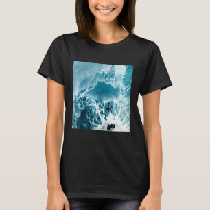 Mens Abstract Blue Ocean Waves Pattern Modern Art T-Shirt