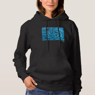 Mens Abstract Blue Waves Surf Art Hoodie