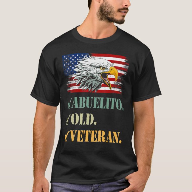 Mens Abuelito Old Veteran American Eagle Flag Cool T-Shirt (Front)