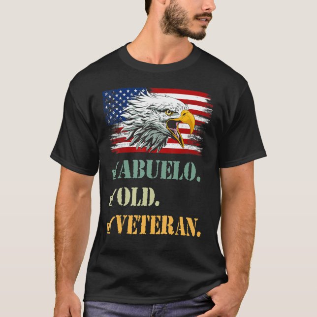 Mens Abuelo Old Veteran American Eagle Flag Cool M T-Shirt (Front)