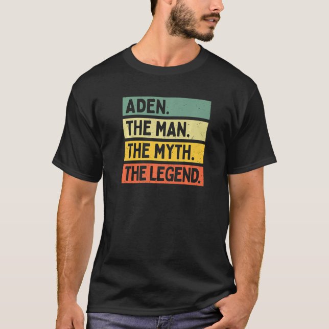 Mens Aden The Man The Myth The Legend Personalised T-Shirt (Front)