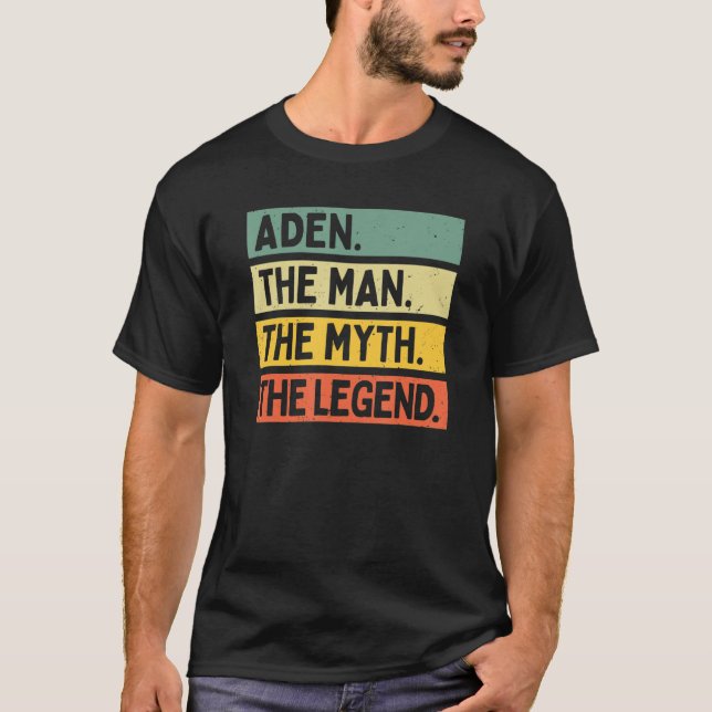 Mens Aden The Man The Myth The Legend   Personaliz T-Shirt (Front)