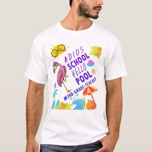 Mens Adios School Hello Pool, Flamingo Funny 2Nd G T-Shirt