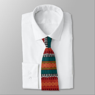 Mens African Geeometric Multi Colour Tie