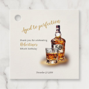 Men's Aged to Perfection Whiskey 50th Birthday Favour Tags