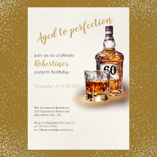 Men's Aged to Perfection Whiskey 60th Birthday Invitation