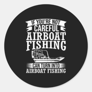 Mens airboat captain boat rider airboating boat classic round sticker