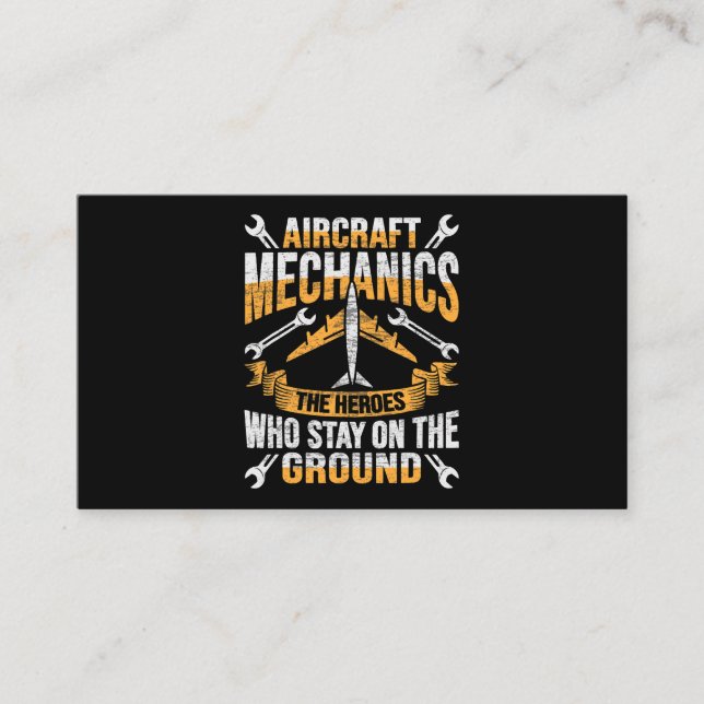Mens Aircraft Mechanic Hero Design for a aircraft  Business Card (Front)