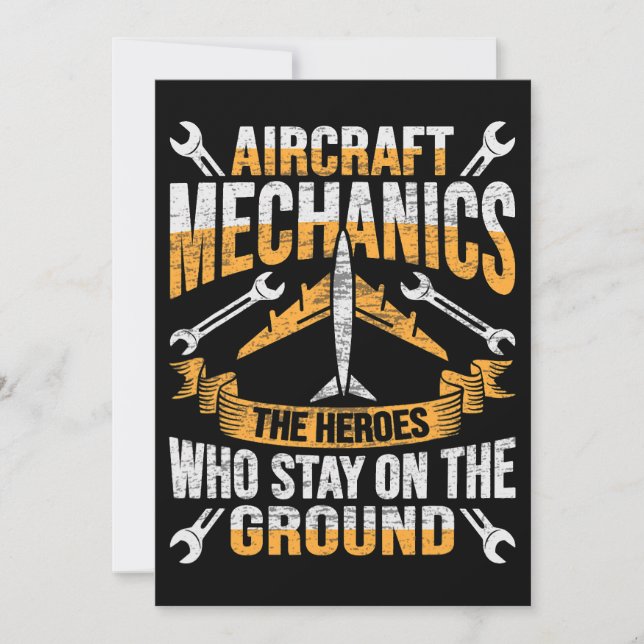 Mens Aircraft Mechanic Hero Design for a aircraft  Invitation (Front)