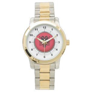 Men's Albania Flag Oversized Two-Tone Watch