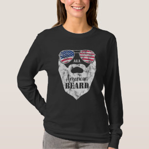 Mens All American Beard 4th Of July Sunglasses Men T-Shirt