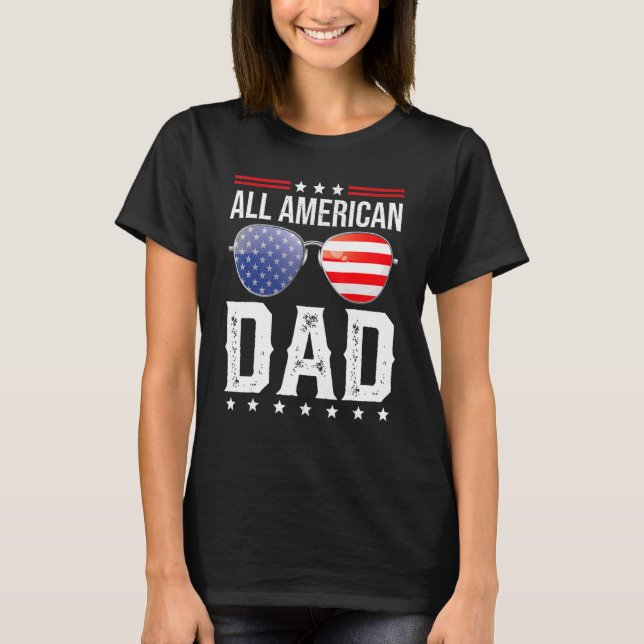 Mens All American Dad Family Fourth 4th Of July Am T-Shirt (Front)