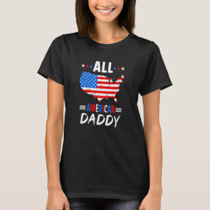 Mens All American Daddy Fourth Of July Usa Map Us T-Shirt