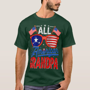 Mens All American Grandpa 4th of July USA Flag Sun T-Shirt