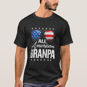 Mens All American Grandpa Sunglasses Usa Flag 4th T-Shirt