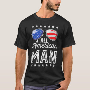 Mens All American Man Retro Sunglasses 4th Of July T-Shirt