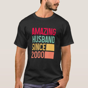 Mens Amazing Husband Since 2000 22nd Wedding Anniv T-Shirt
