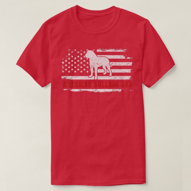 Mens American Bulldog Dad Distressed American Flag T-Shirt (Design Front)