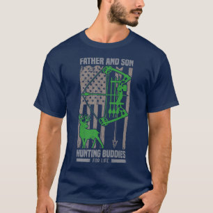 Mens American Deer Hunter Usa Flag Father and Son  T-Shirt