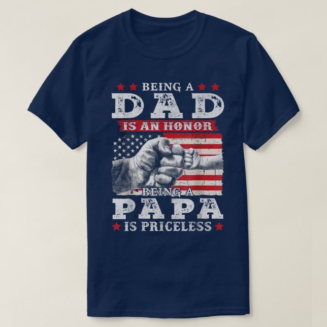 Mens American Flag Being Dad Is An Honour Being Pa T-Shirt (Design Front)