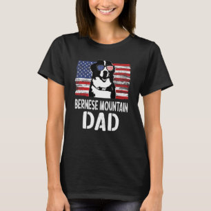 Mens American Flag Bernese Mountain Dad Dog For F T-Shirt