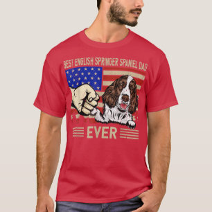 Mens American Flag Best English Springer Spaniel D T-Shirt