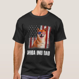 Mens American Flag Best Shiba Inu Dad Ever Dog Dad T-Shirt