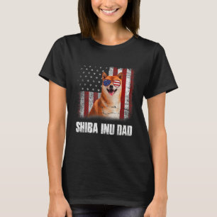 Mens American Flag Best Shiba Inu Dad Ever Dog Dad T-Shirt