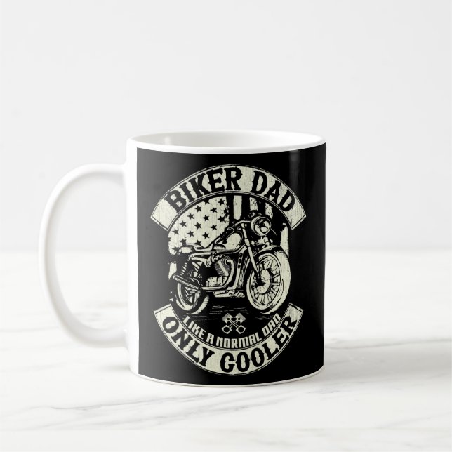 Mens American Flag Biker Dad Motorcycle  Coffee Mug (Left)
