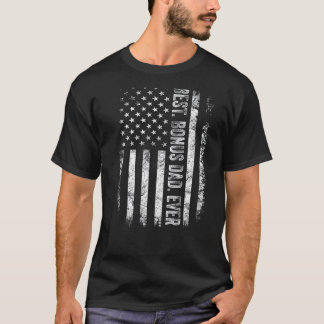 Mens American Flag Bonus Dad  Best Bonus Dad Fathe T-Shirt