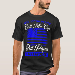 Mens American Flag Cop But Papa Is My Favourite Po T-Shirt