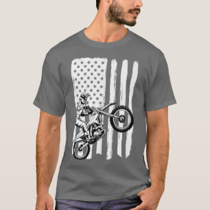 Mens American Flag Dirt Bike Motocross Vintage End T-Shirt