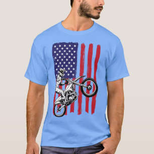 Mens American Flag Dirt Bike Motocross Vintage End T-Shirt
