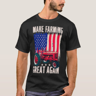 Mens American Flag Farm Tractor Farming Gift For T-Shirt