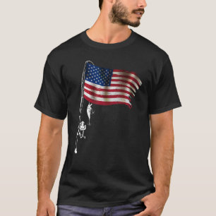 Mens American Flag Fishing-Shirt Boys 4th July Pat T-Shirt