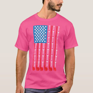 Mens American Flag Golf Club Sports Design T-Shirt