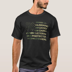 Mens American Flag Husband Daddy Dappy Veteran Pro T-Shirt