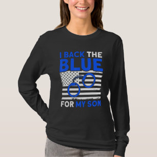 Mens American Flag I Back The Blue For My Son Poli T-Shirt