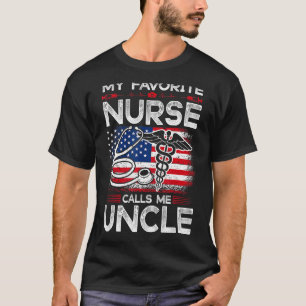 Mens American Flag My Favourite Nurse Calls Me Unc T-Shirt