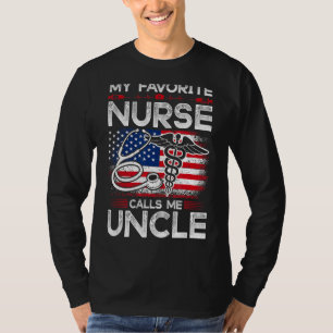 Mens American Flag My Favourite Nurse Calls Me Unc T-Shirt