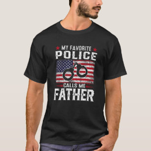 Mens American Flag My Favourite Police Calls Me Fa T-Shirt